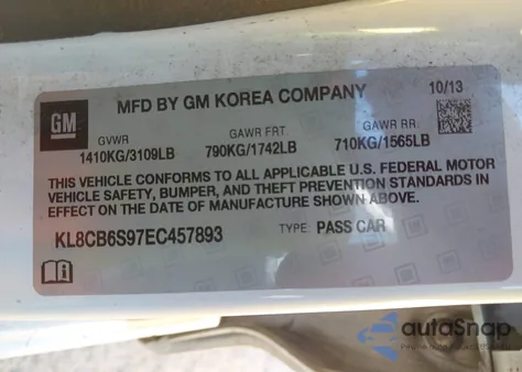 2014 Chevrolet Spark Ls Auto from USA, damaged, VIN KL8CB6S97EC457893